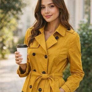 Maison Jules Mustard Trench Coat